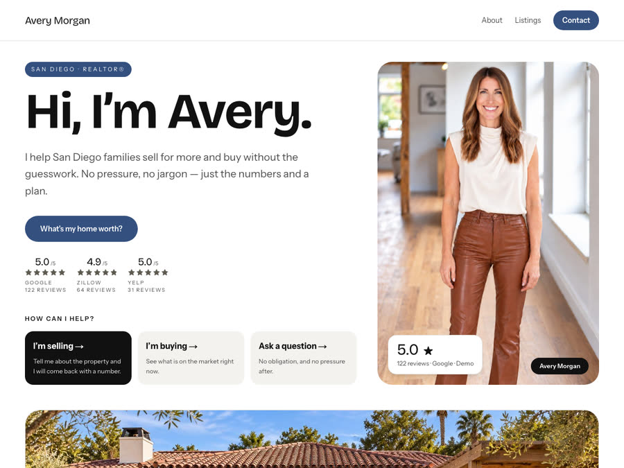 A solo agents website, scrolling on the demo