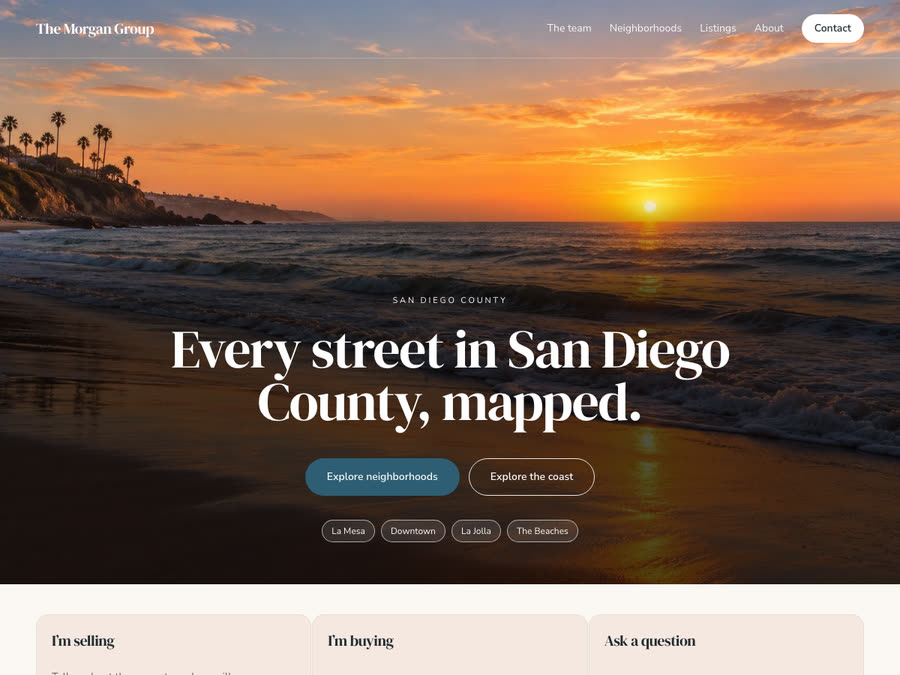 A teams website, scrolling on the demo