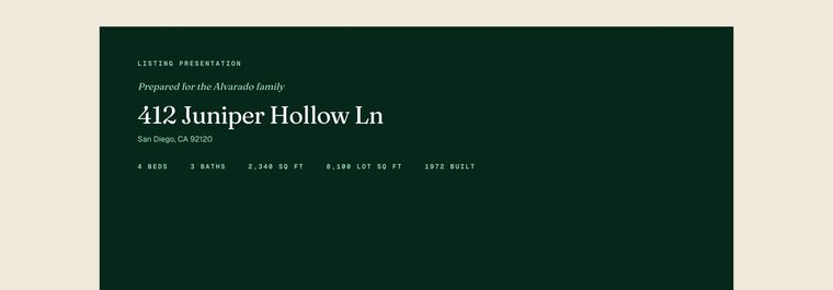A listing presentation deck opened in a browser